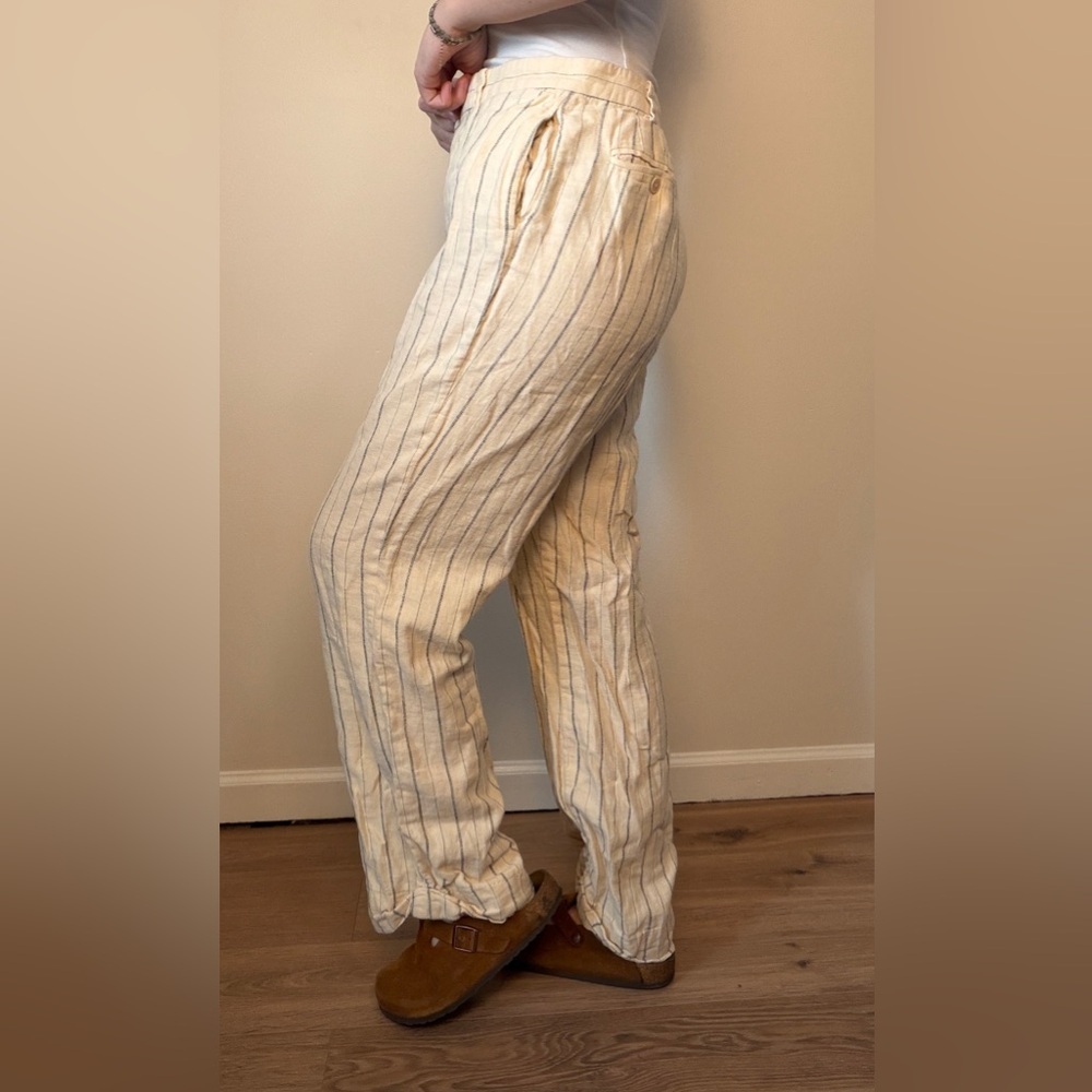 Vintage Ralph Lauren linen cotton stripe straight trouser pants size 10 (M) - Picture 2 of 7